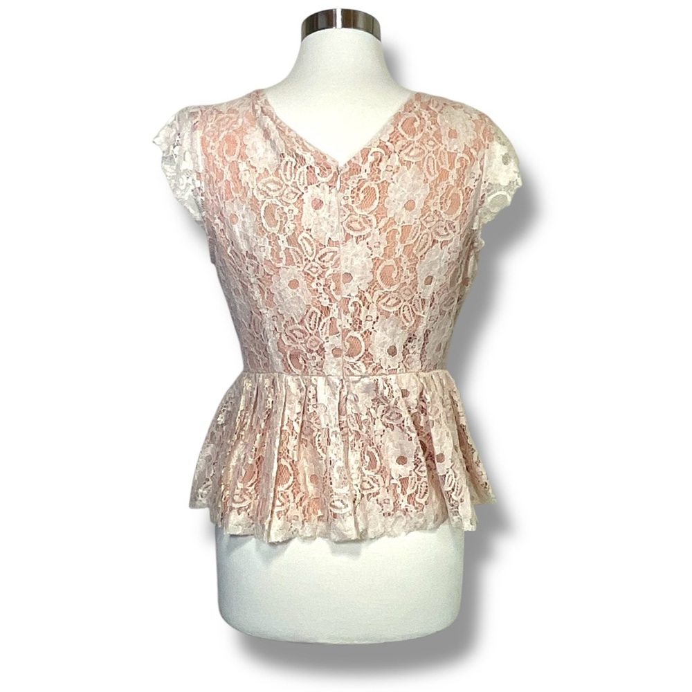 Anthropologie Maeve Katrina Lace Shimmer Peplum Top - Picture 5 of 9